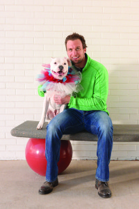 Nate with Zoey the Pit Bull